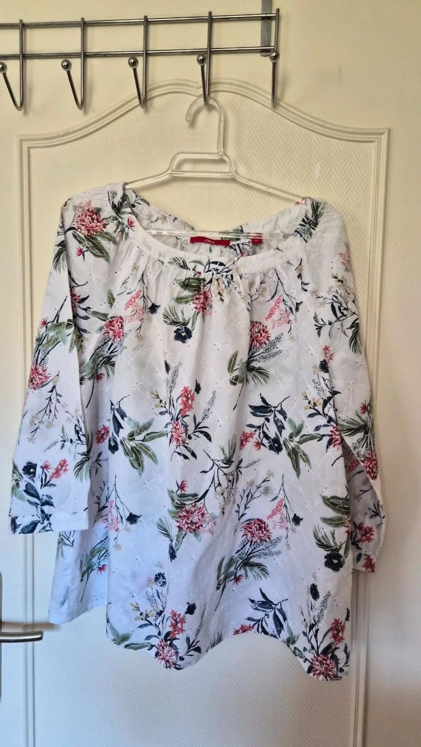 Chemisier/ blouse d'été femme S.Oliver blanc brodé 100% coton taille 42